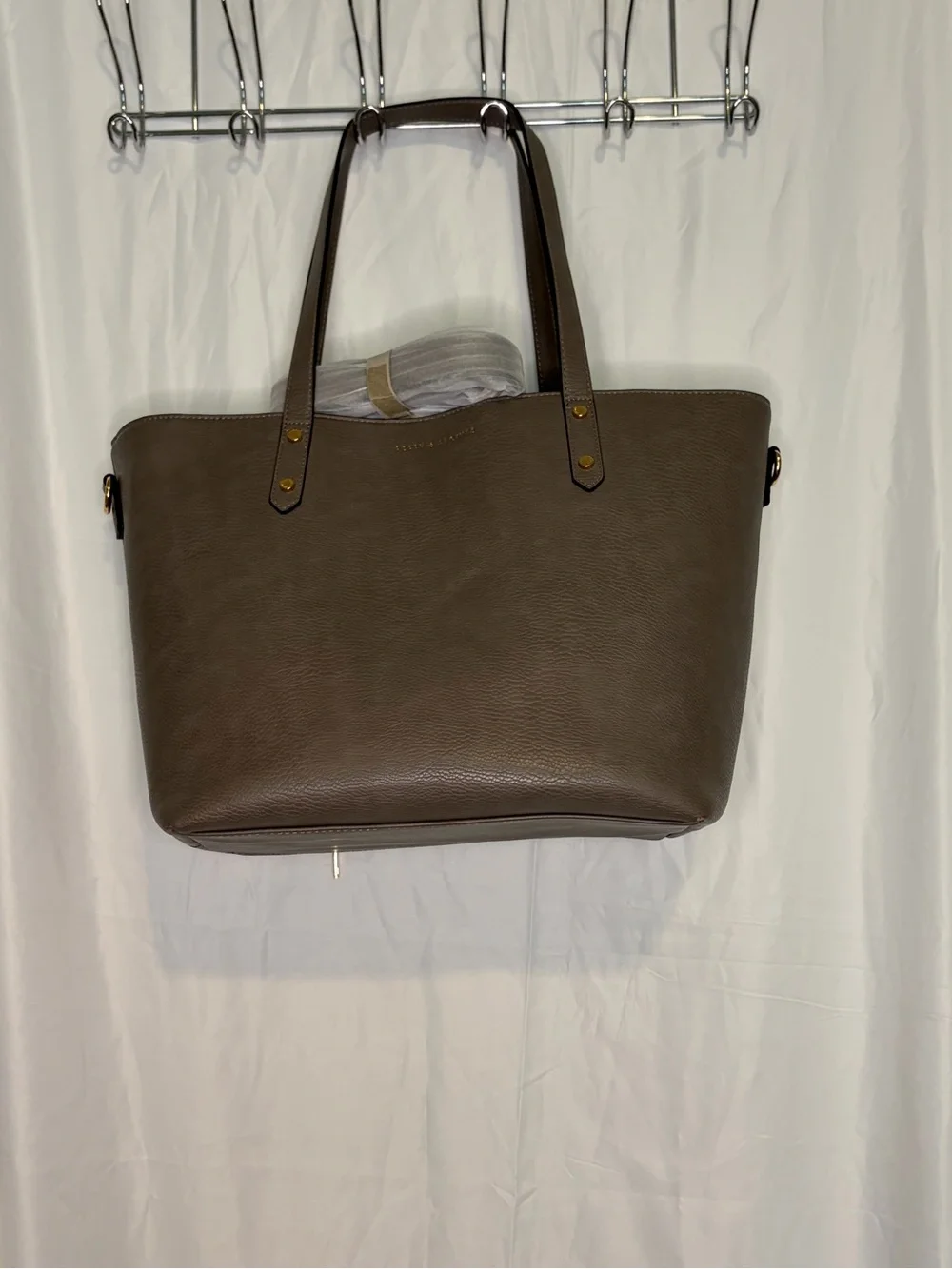 Poppy & Peonies Leather Go-Getter tote bag in Gray